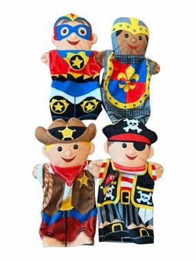 Melissa & Doug Hand Puppets Boys Cowboys Knight Superhero Pirate